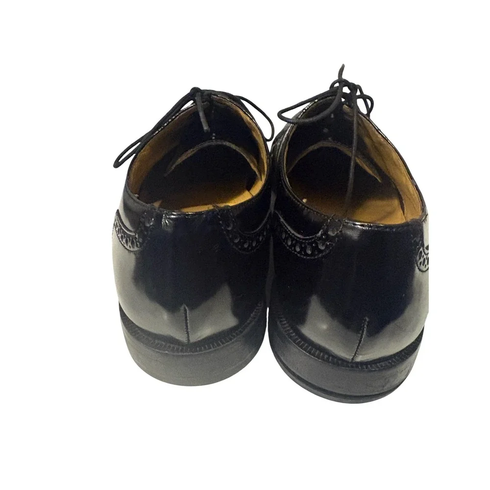 Cole Haan Mens Black Patent‎ Leather Wingtip Oxford Dress Shoes Size 12